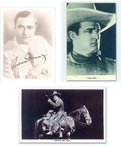 null Lot de trois cartes postales Tom Mix. De son vrai nom Thomas Hezikiah Mix, naît...