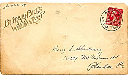 null Enveloppe du Buffalo Bill's Wild West Show ayant voyagé. Datée 1899. B.E.