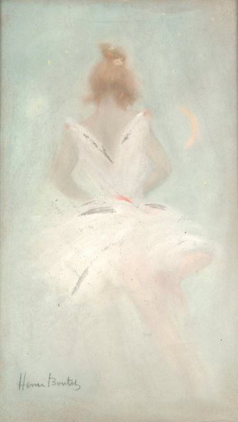 Henri BOUTET (1851-1919) Danseuse de dos Pastel sur papier marouflé sur toile, signé...