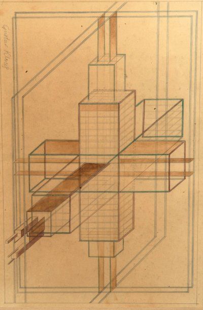 Gustav Gustavovich KLUCIS ou KLUTSIS (Volmar, 1895-1942 ou 1944) Composition suprématiste,...