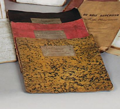 null Maçonnerie d'Adoption du début 19es, trois cahiers manuscrits: « Maçonne Parfaite...