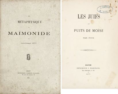 LEVY Louis - Germain - La métaphysique de Maïmonide. Dijon, Barbier-Marilier, 1905,...