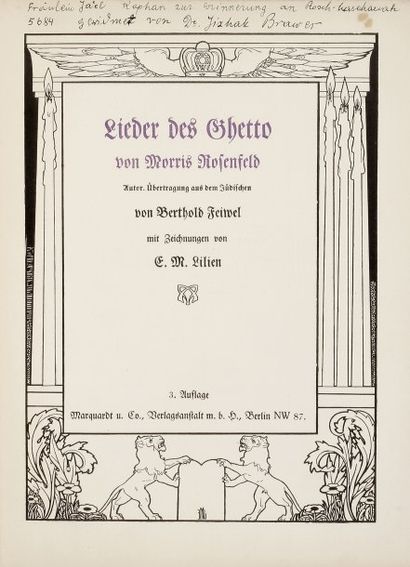 ROSENFELD M. - Lieder des Ghetto, autor. Übertragung aus dem Jüdischen von B. Feiwel,...