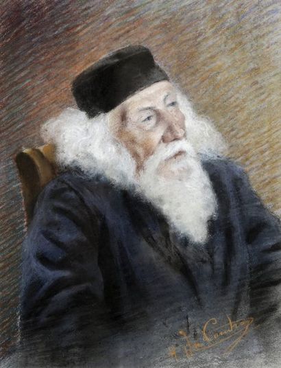 H.DU COUDRAY (actif au XXe siècle) Portrait présumé d'un juif âgé Pastel sur papier,...