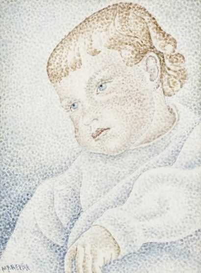 Marie Vorobieff MAREVNA (1892-1984) Portrait d'enfant Aquarelle sur trait de crayon,...