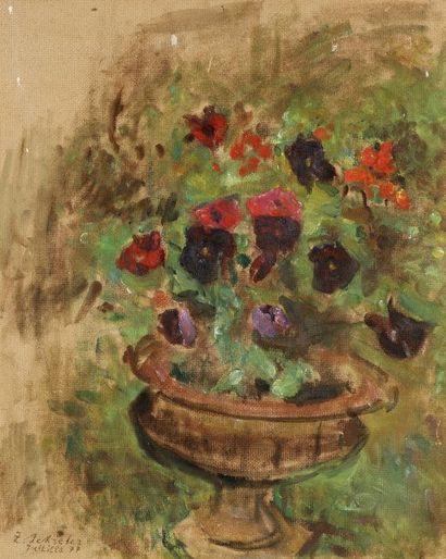 Zygmund SCHRETER (1896-1977) Fleurs dans un vase Huile sur isorel, signée en bas...