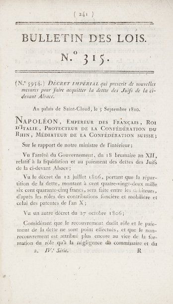 null ALSACE - Décret impérial qui prescrit de nouvelles mesures pour faire acquitter...