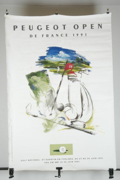 null AFFICHE Golf National."PEUGEOT OPEN de France 1991".Affiche en couleurs du Peugeot...