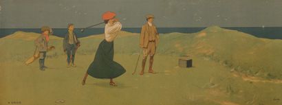 John HASSAL (1868-1948) "A drive".Lithographies en couleurs. 71 X 27 cm. Sous-ve...