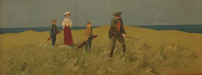 John HASSAL (1868-1948) "A bad lie". Lithographies en couleurs. 71 x 27 cm. Sous...