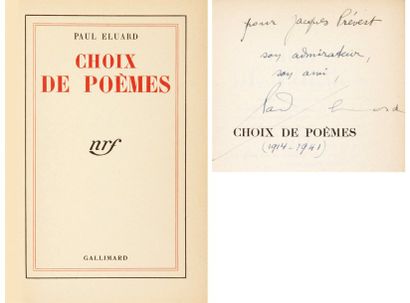 Paul ELUARD Choix de poèmes (Gallimard, 1941 ; sixième édition). In-8, cartonnage...