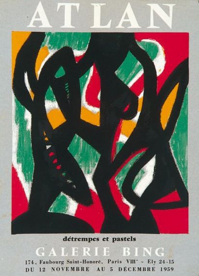 Jean-Michel Atlan (1913-1960) Affiche pour l'exposition « Détrempes et pastels »...