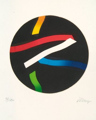 Bertrand Dorny (né en 1931) N° 585 (sujet circulaire). 1989. Aquatinte sur deux zincs....