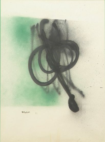 null Bernard BYGODT (1939-2004) Composition abstraite, circa 1967. Aérosol sur papier...