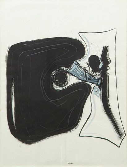 null Bernard BYGODT (1939-2004) Composition abstraite, circa 1970. Gouache sur papier...