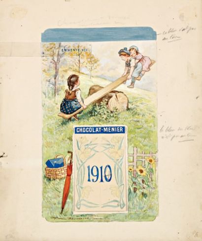 FIRMIN BOUISSET (1859-1925) La balançoire. Couverture rajoutée pour l'année 1910...