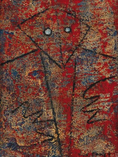 Max ERNST (1891-1976) Le Masque. Huile sur papier marouflé sur toile. Signée en bas...