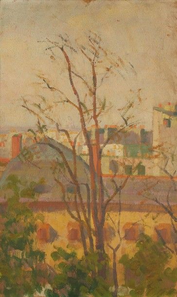 null Auguste HERBIN (1882-1960)
Paris, les toits au coucher de soleil, 1903
Huile...