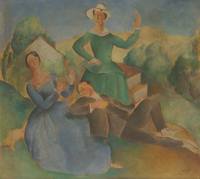 null Pedro PRUNA (1904-1977)
Danse champêtre, 1921
Huile sur carton.
Signée et datée...