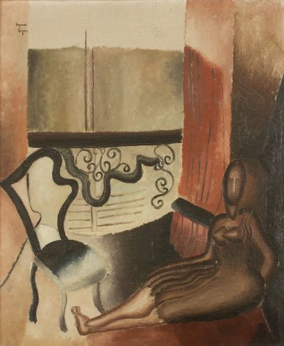 null Suzanne ROGER (1899-1986)
Chaise devant la fenêtre, 1928
Huile sur toile.
Signée...
