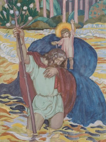 null Maurice DENIS (1870-1943)
Saint-Christophe portant l’enfant Jésus, 1920
Gouache.
Signée...