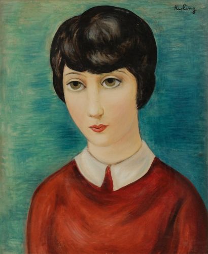 null Moïse KISLING (1891-1953)
Brune au corsage rouge, 1938
Huile sur toile.
Signée...