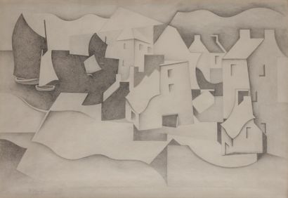 null Jean METZINGER (1883-1956)
Village en bord de mer, 1921
Dessin au crayon.
Signé...