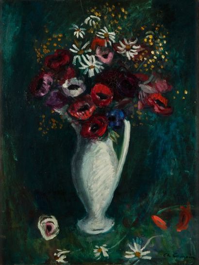 null Charles CAMOIN (1879-1965)
Vase de fleurs
Huile sur panneau parqueté.
Signée...