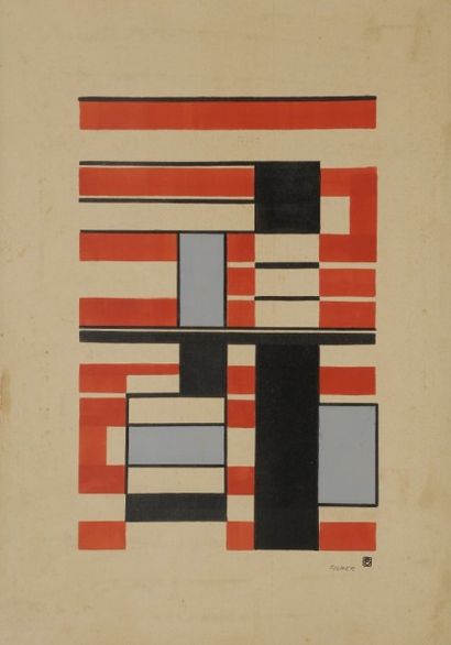 null Georges FOLMER (1895-1977)
Composition géométrique, 1950
Dessin à l’encre et...
