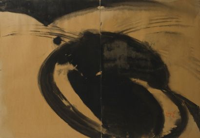 null T’ang HAIWEN [chinois] (1927-1991)
Composition en diptyque, vers 1970
Encre...