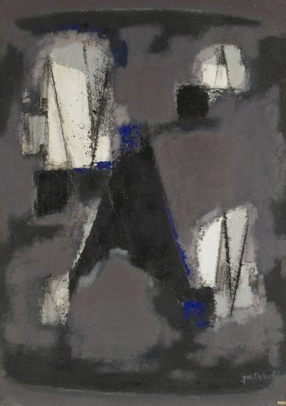null Jun DOBASHI [japonais] (1910-1975)
Composition n°II, 1957
Huile sur toile.
Signée...