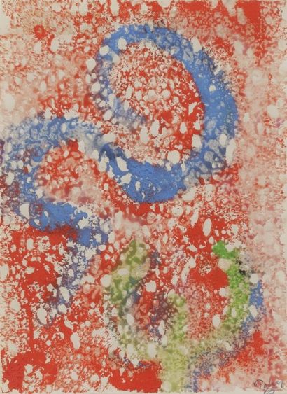 null Mark TOBEY [américain] (1890-1976)
Composition, 1965
Peinture monotype.
Signée...