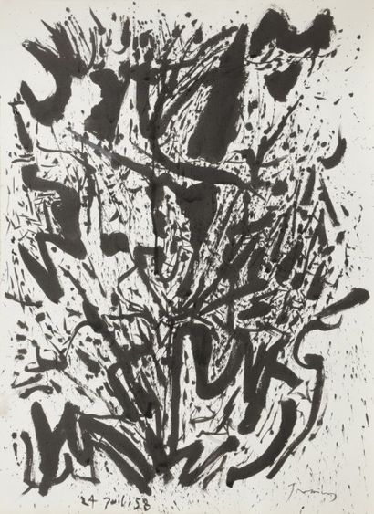 null Mario PRASSINOS (1916-1985)
Bouquet, 1958
Encre sur papier.
Signée en bas à...