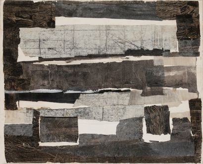 null Anna SHANON (1912-?)
Composition, 1979
Collage sur toile.
Signée en bas à droite.
66...