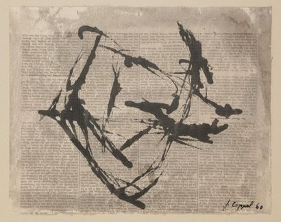 null Jeanne COPPEL (1896-1971)
Composition, 1960
Dessin à l’encre sur papier journal.
Signée...