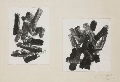 null Jeanne COPPEL (1896-1971)
Compositions, 1954
2 monotypes.
Signé et daté sur...