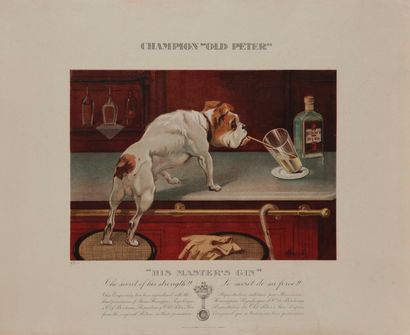  [BOISSONS] Marcelin AUZOLLE (1862 - 1942) 4 lithographies pour Old Peter’s Dry Gin...