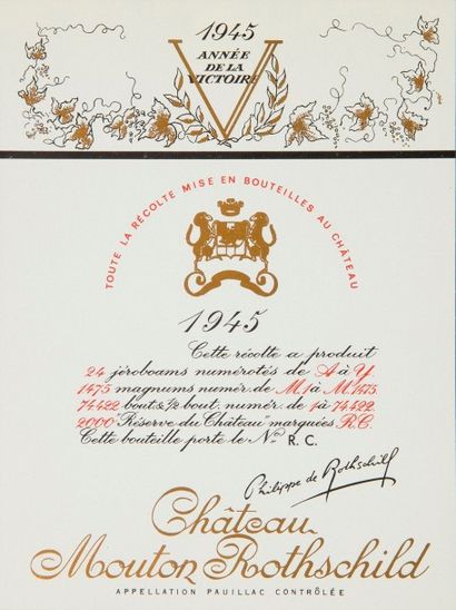  [ŒNOLOGIE] Mouton-Rothschild. Exceptionnelle collection de 64 étiquettes de vins...