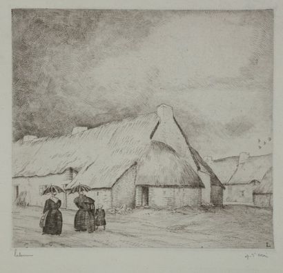 Jean-Emile LABOUREUR (1877-1943) Orage en Brière. 1932. Eau-forte. 180 x 165. L....
