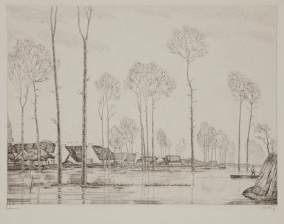 Jean-Emile LABOUREUR (1877-1943) La Brière inondée. 1932. Eau-forte. 325 x 240. L....