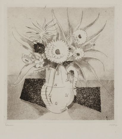 Jean-Emile LABOUREUR (1877-1943) Vase de fleurs. 1922. Eau-forte et aquatinte. 158...