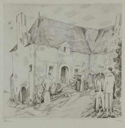Jean-Emile LABOUREUR (1877-1943) Promenade à la ferme. 1926-1937. Burin. 184 x 170....