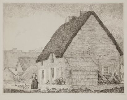 Jean-Emile LABOUREUR (1877-1943) Village de la Brière. 1932. Eau-forte. 325 x 245....