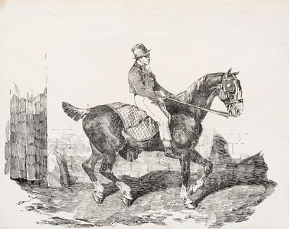 null Théodore GÉRICAULT 
 Cheval de carrosse monté par un palefrenier. 1820. Lithographie...