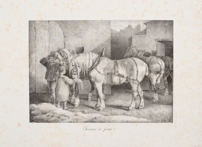 null Théodore GÉRICAULT 
 Chevaux de ferme. 1823. Lithographie. 193 x 269. Delteil...
