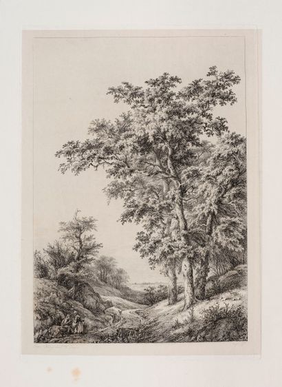 null Eugène BLÉRY 
 Les Trois chênes. 1839. Eau-forte. 410 x 291. Beraldi 16 ; I.F.F....