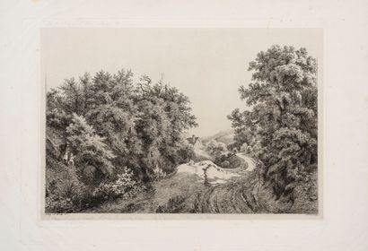 null Eugène BLÉRY 
 Le Chemin tournant. 1858. Eau-forte. 328 x 479. Très belle et...