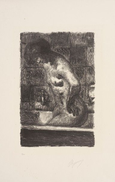 null Pierre BONNARD 
 Femme debout dans sa baignoire. 1925. Lithographie. 298 x 193....