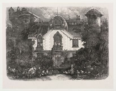 null Rodolphe BRESDIN 
 La Maison enchantée. 1871. Lithographie (report sur pierre...