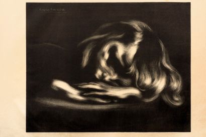 null Eugène CARRIÈRE 
 Le Sommeil (jean-René Carrière). 1897. Lithographie. 340 x...